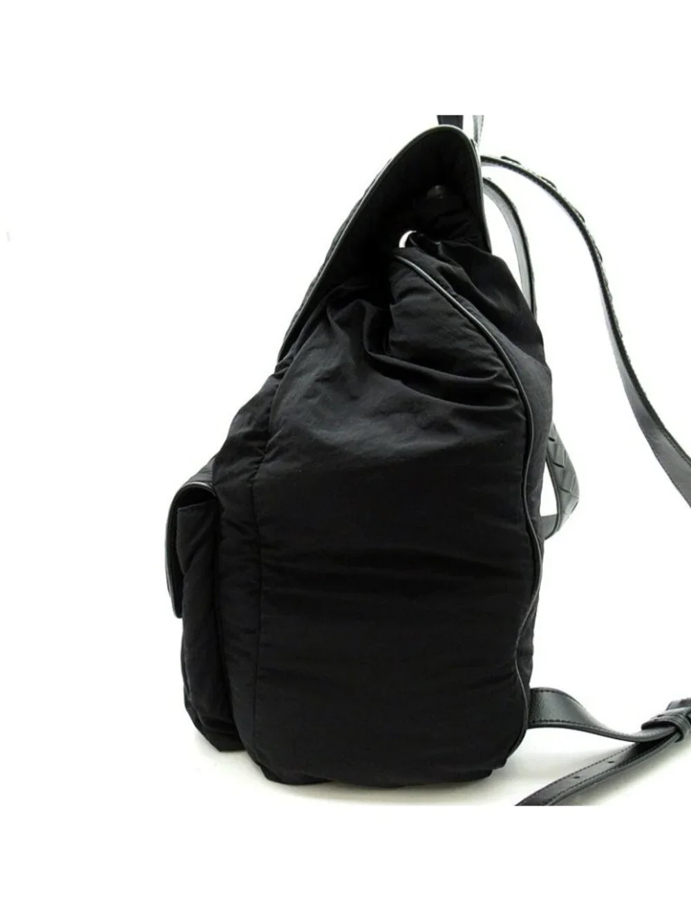 Bottega Veneta Crossroad Backpack Nylon Leather Black